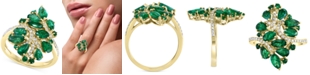 EFFY Collection EFFY&reg; Emerald (2-1/2 ct. t.w.) & Diamond (1/5 ct. t.w.) Cluster Statement Ring in 14k Gold